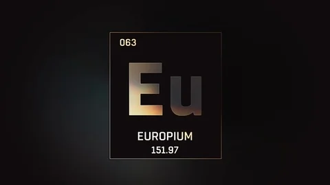 Europium as Element 63 of the Periodic Table 3D animation on grey background 스톡 동영상 119750199