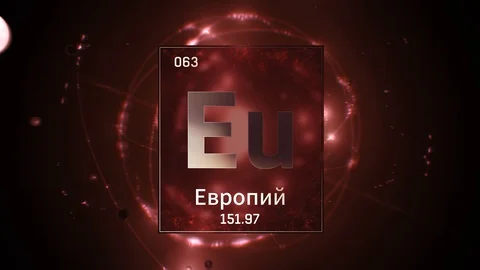 Europium as Element 63 of the Periodic Table 3D animation on red background 스톡 동영상 126447306