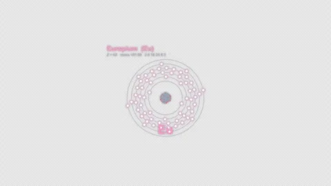 Europium Eu Bohr Atom Model Labeled Animation Video Overlay Alpha 4K Stockbeeldmateriaal 339368001