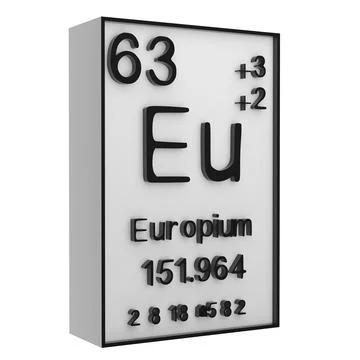 Europium,Phosphorus on the periodic table of the elements on white blackgro.. Illustrazione stock