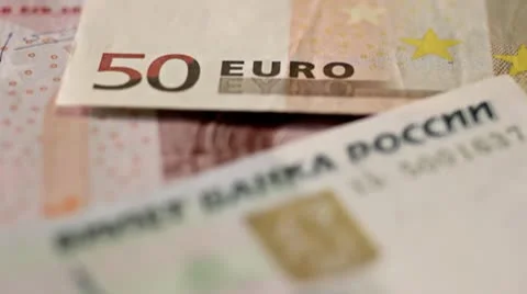 Euros and Roubles Stock Footage 10721726