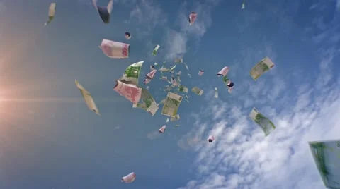 Euros Falling From the Sky Stock-Footage 10859610