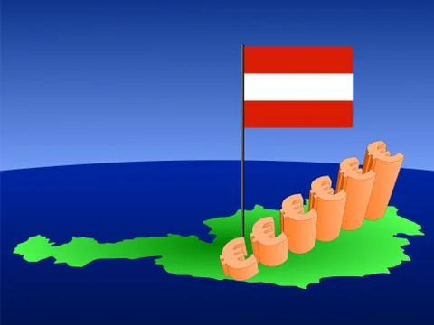 Euros graph on austria map Stock Illustration