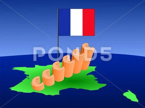 Euros graph on france map Stock Illustration