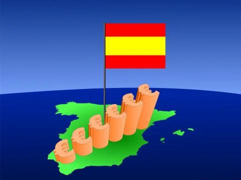 Euros graph on map Stock Illustration