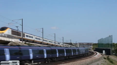 Eurostar and High Speed express train Stock Footage 5164767