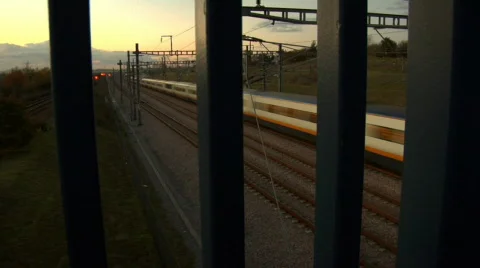 Eurostar train at dusk Video stock 859281