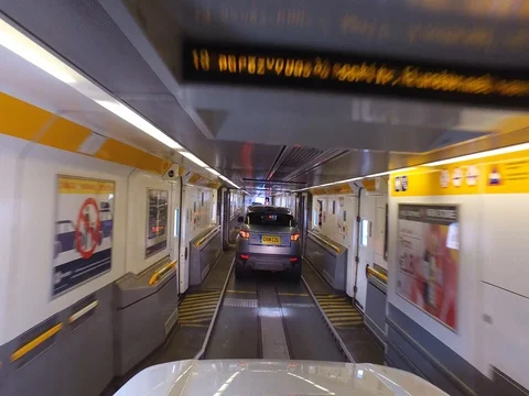 Eurotunnel train - Driving off. Stock Footage 69980118
