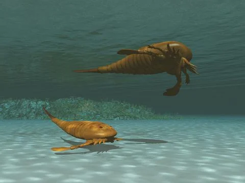 Eurypterids under the sea Stock Illustration