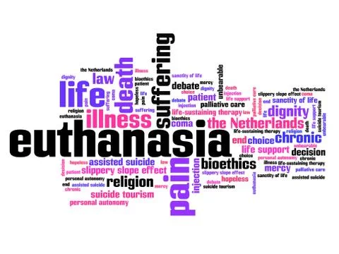 Euthanasia issues and concepts word cloud illustration. Word collage concept. Stock Illustration