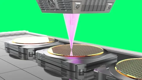 EUV lithography systems with silicon wafers for semiconductor manufacturing Stock Footage 336604481