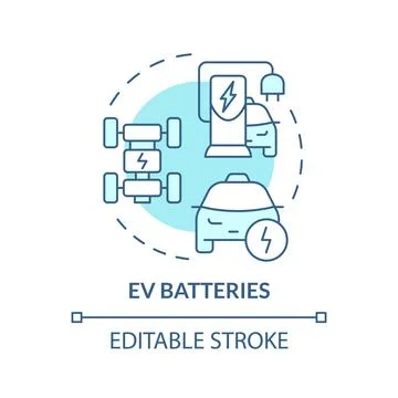 EV batteries soft blue concept icon Stock Illustration