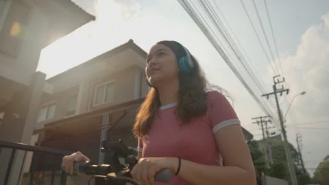 EV bike e-scooter go green lifestyle of young Gen Z asia clean power. Stock Footage 248408119