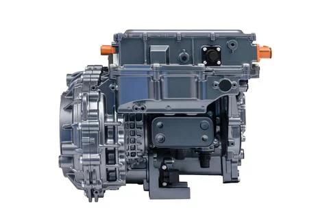 EV car motor engine block part in modern electric vehicle technology high p.. Stock Photos