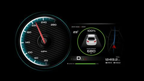 EV Car panel dashboard Stock Illustration