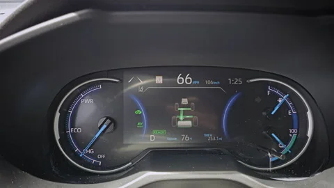 EV Car Regen Dashboard Electric Battery Regeneration While Driving Stock Footage 276869540