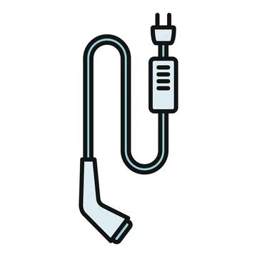 Ev charger cable with power plug and connector Stock Illustration