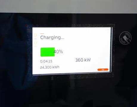 EV charger display. Stock Photos