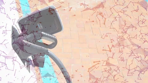 EV charger entering from left, cable revealing connector, overlay growing to Stock Footage 333594938