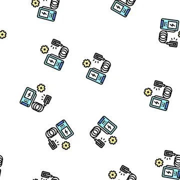 Ev charger installation vector seamless pattern Stock Illustration