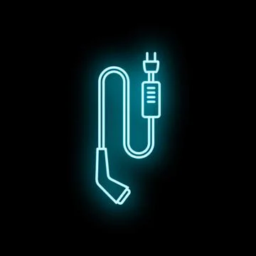 Ev charger plug cable neon light icon Иллюстрация