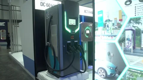 EV Charger station seen displayed . Stock-Footage 249376489
