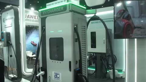 EV Charger station seen displayed Stock-Footage 249376620