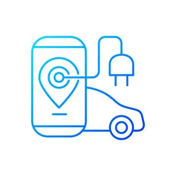 EV charging app gradient linear vector icon Stock Illustration