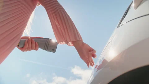 EV charging cable with a plug Video stock 158866503