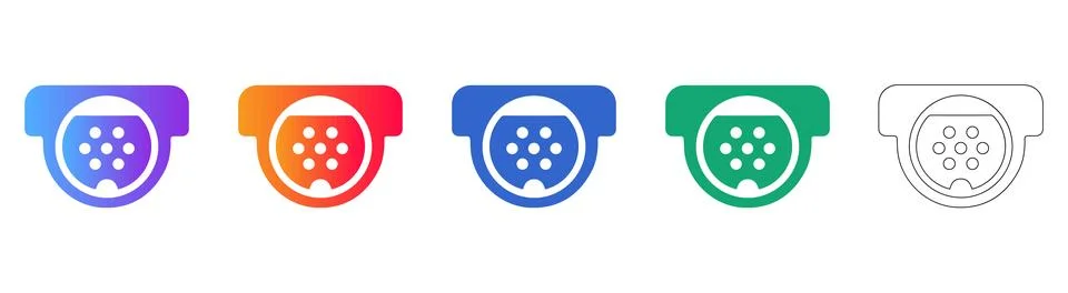 EV Charging Connector Icons in Gradient and Outline Stock Illustration