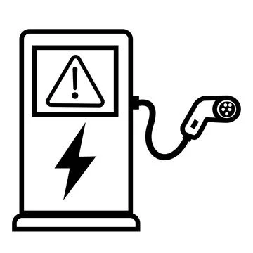 EV charging fault icon. EV charging station malfunction sign. Stock Illustration