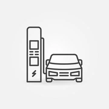 EV Charging linear vector concept icon Stock Illustration
