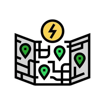 Ev charging map electric color icon vector illustration Stock Illustration