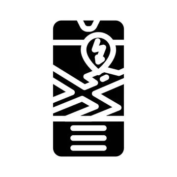 Ev charging map electric glyph icon vector illustration Stock Illustration