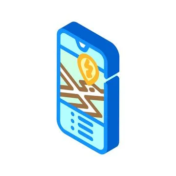 Ev charging map electric isometric icon vector illustration Stock Illustration