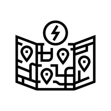 Ev charging map electric line icon vector illustration Stock Illustration