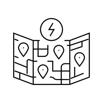 Ev charging map electric line icon vector illustration Stock Illustration