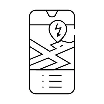 Ev charging map electric line icon vector illustration Stock Illustration