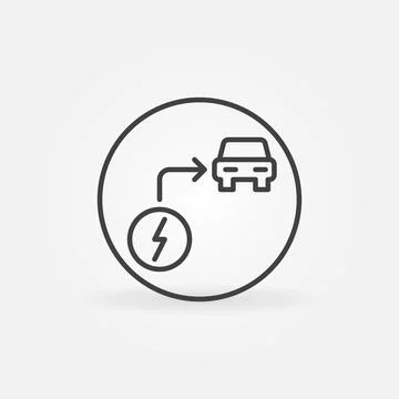 EV Charging outline vector concept round icon Stock Illustration