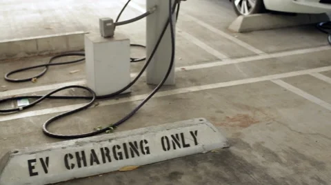 EV Charging Pan of Electric Vehicles Recharging Stock Footage 49784832