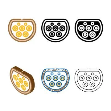 Ev charging plug electric color variety icon vector Stock Illustration