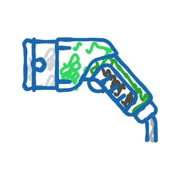 Ev charging plug electric icon doodle illustration Stock Illustration