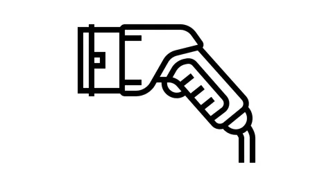 Ev charging plug electric line icon animation Stockbeeldmateriaal 326131676