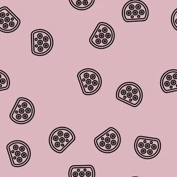 Ev charging plug electric line vector seamless pattern イラスト素材