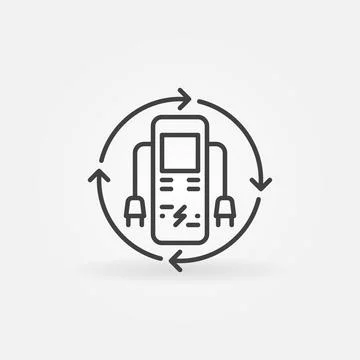EV Charging Point with Arrows vector concept line icon Stock Illustration