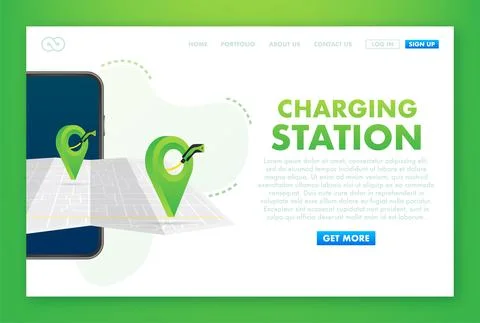 EV charging station banner. Vector stock illustration Stock Illustration