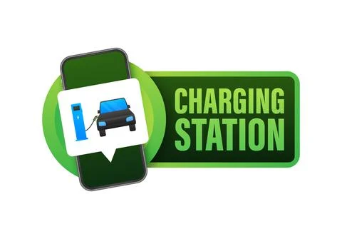 EV charging station banner. Vector stock illustration Stock Illustration