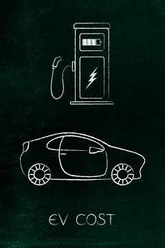 Ev charging station with car, concept of low emission electric vehicles Stock Illustration