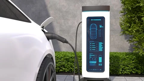 EV Charging Station, Clean energy filling technology, Electric car charging Stock Footage 276417448