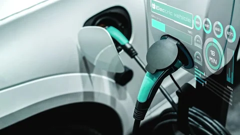 EV charging station for electric car in concept of green energy and eco power Stock-Footage 165352026